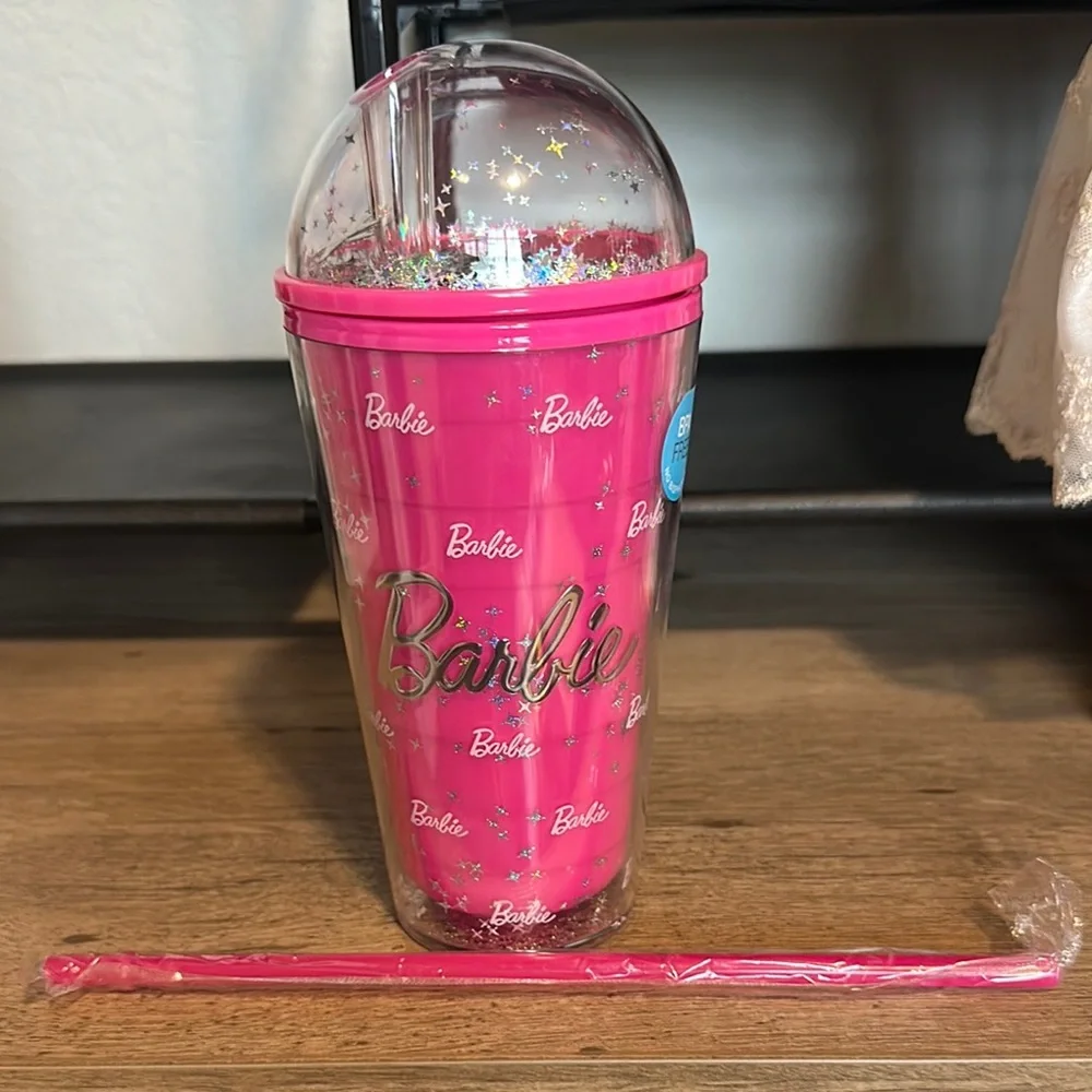 Barbie Pink Party Favor Tumbler with Straw 600ml PBA Free